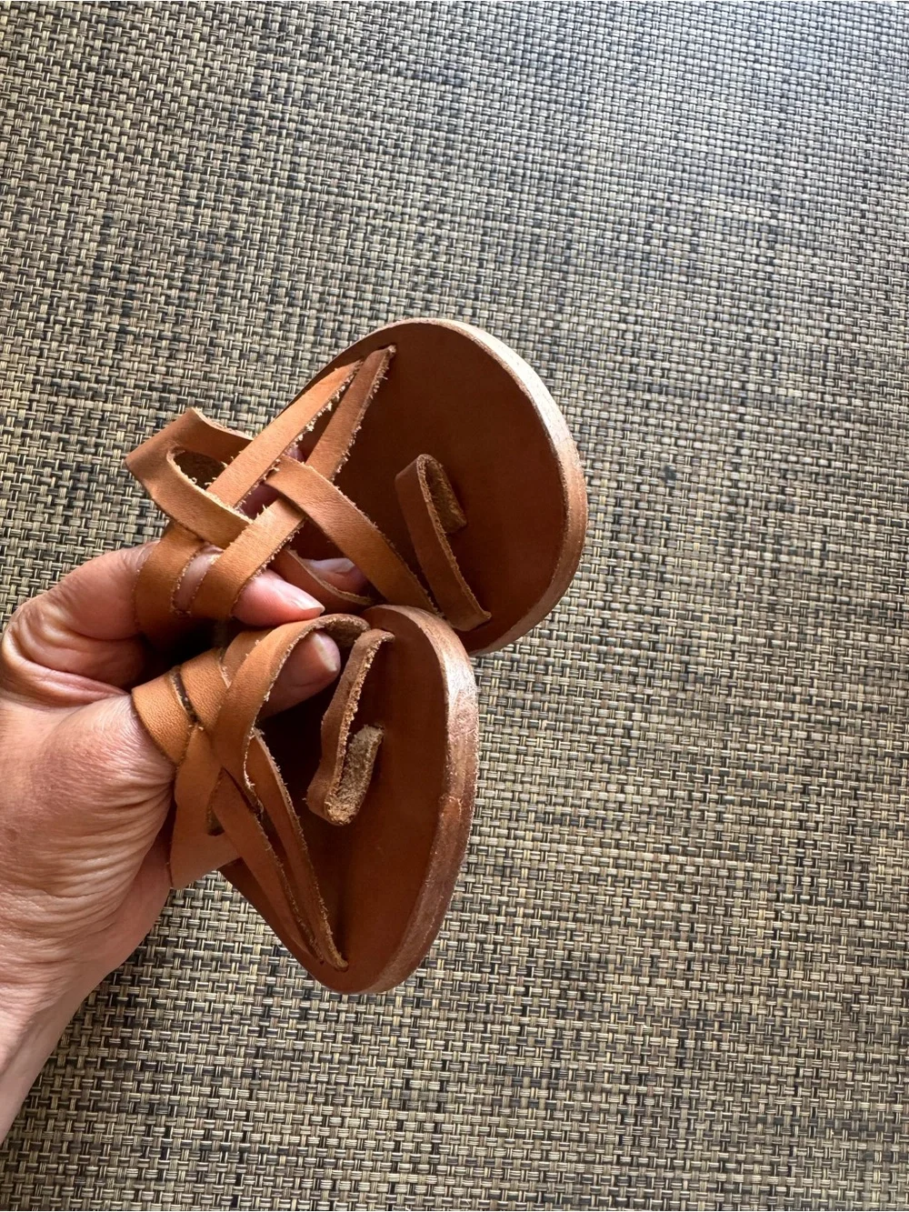 L*SPACE Women's Brown Leather Slide Sandals